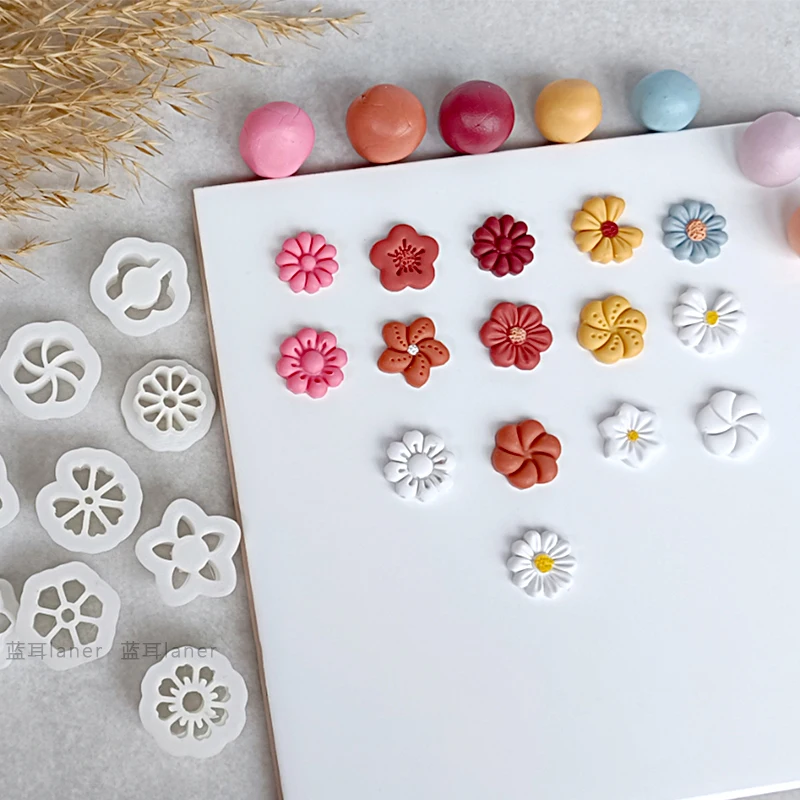 Cute Flower Soft Pottery Mold Stylish Floral Earrings Pendants Embossing Mould Decor Daisy Cherry  Earrings Polymer Clay Cutter