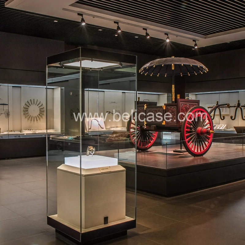 Custom display vitrine LED lighting museum showcase high quality Museum furniture cheap glass