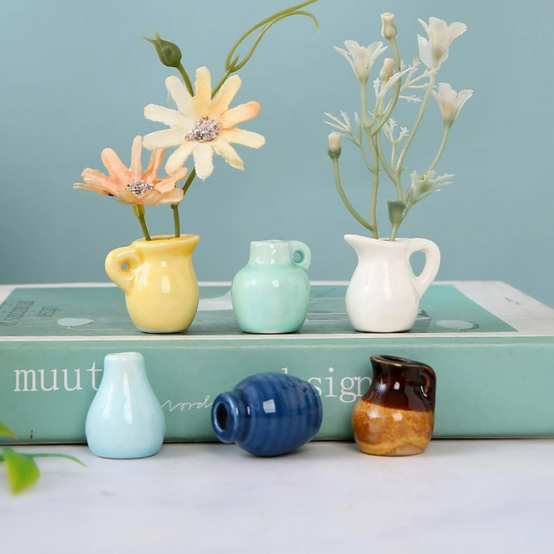 

Mini Ceramics Vase Fridge Magnet Creative DIY Magnetic Flower Arrangement Decorative Object for Home Kitchen Decoration New