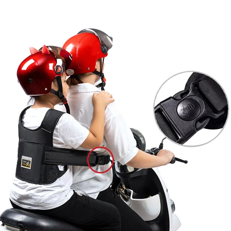 Universal Motorcycle Safety Belt For Kids With Storage Bag Rear Seat Grab Handle Strap Harness Adjustable Child Reflective Strip