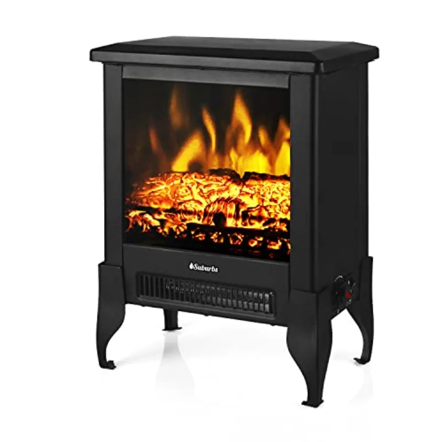 

Suburbs TS17 Compact Electric Fireplace Stove 18 Freestanding Heater with Realistic Flame for Small Spaces - CSA Certified - Ov