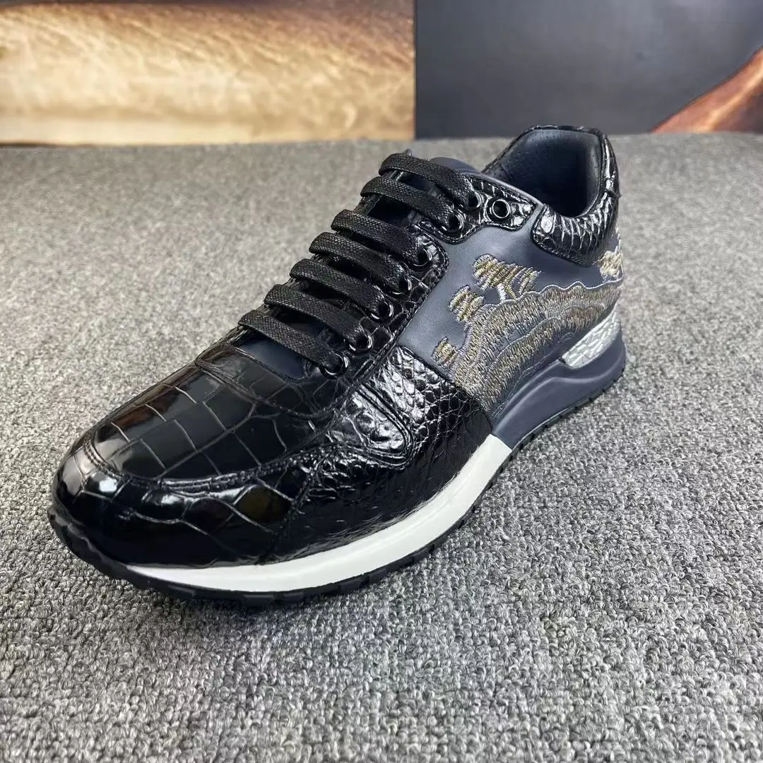 BATMO 2023 new arrival Fashion crocodile skin causal shoes men,male Genuine leather sneakers pdd167