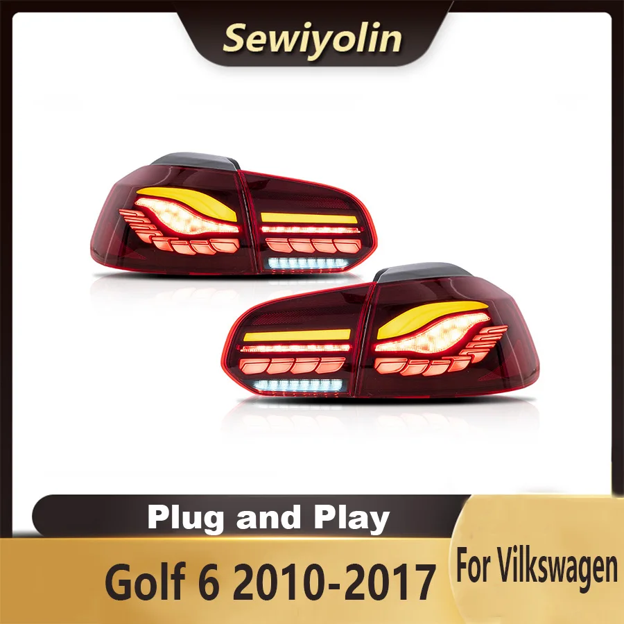 

For Vilkswagen Golf 6 2010-2017 Car Accessories Animation LED Trailer Lights Tail Lamp Rear DRL Signal Automotive Plug And Play