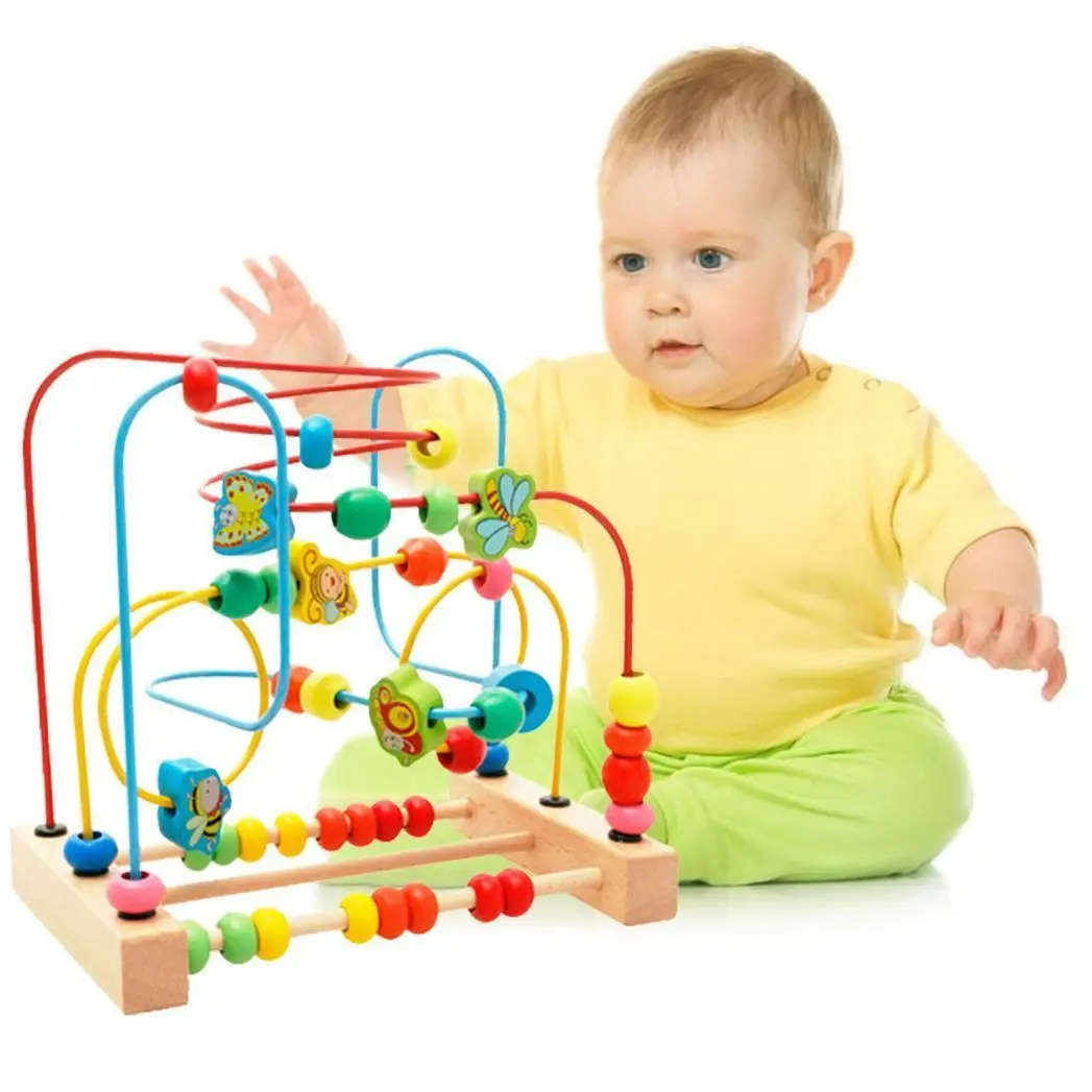 MWZ Wooden Baby Toddler Toys Circle First Bead Maze for Boys Girls