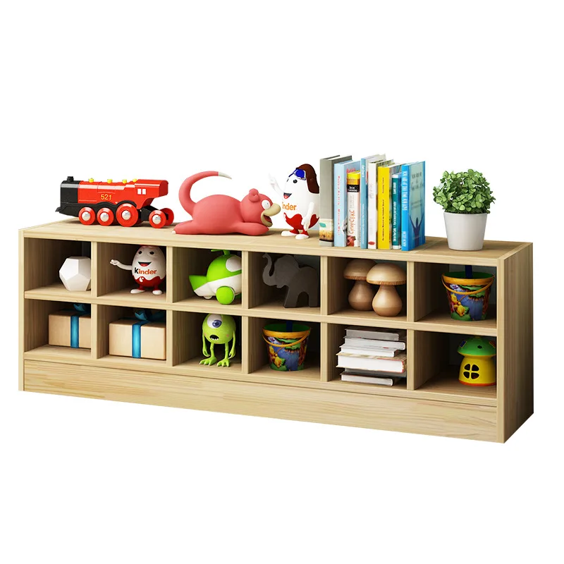 

Kindergarten solid wood shoe cabinet, bench, shoe change cabinet rack, pine early education lattice cabinet can sit
