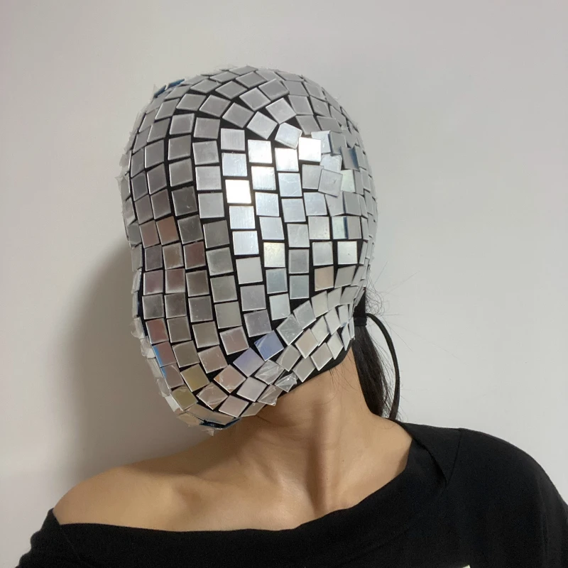 실버 미러 헤드 기어 투어 쇼 스트리트 샷 남성과 여성 다목적 모자 파티 나이트 클럽 무대 공연 코스프레 모자 마스크