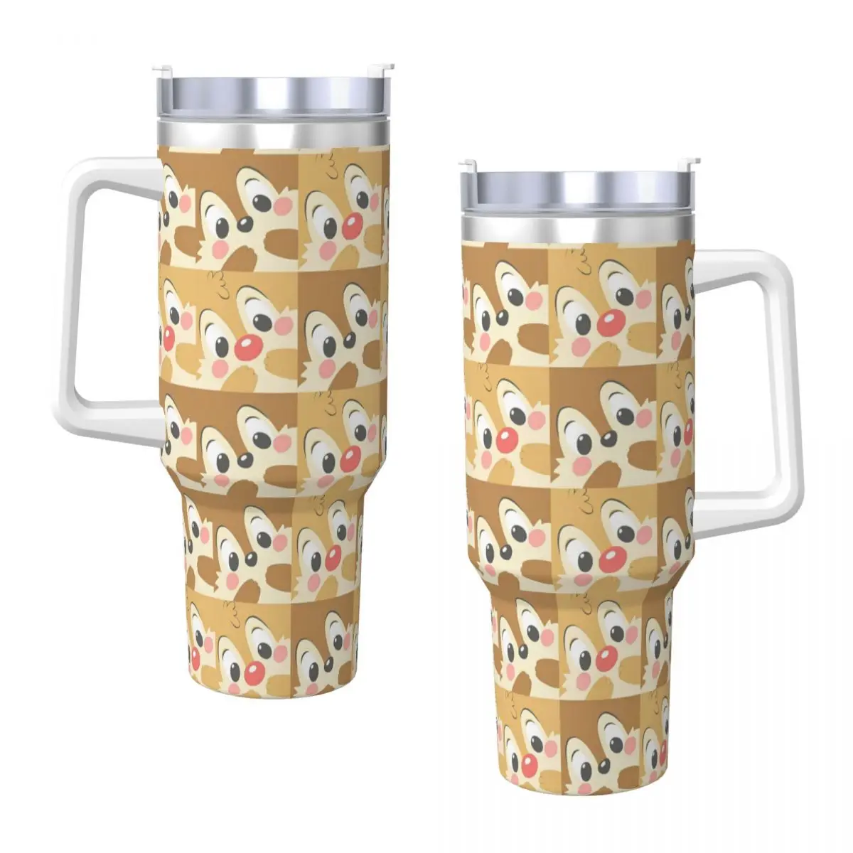 

Stainless Steel Tumbler Chip 'n' Dale Naughty Mugs Cup With Straws Hot Drinks Water Bottle Heat Preservation 40oz Thermal Cups