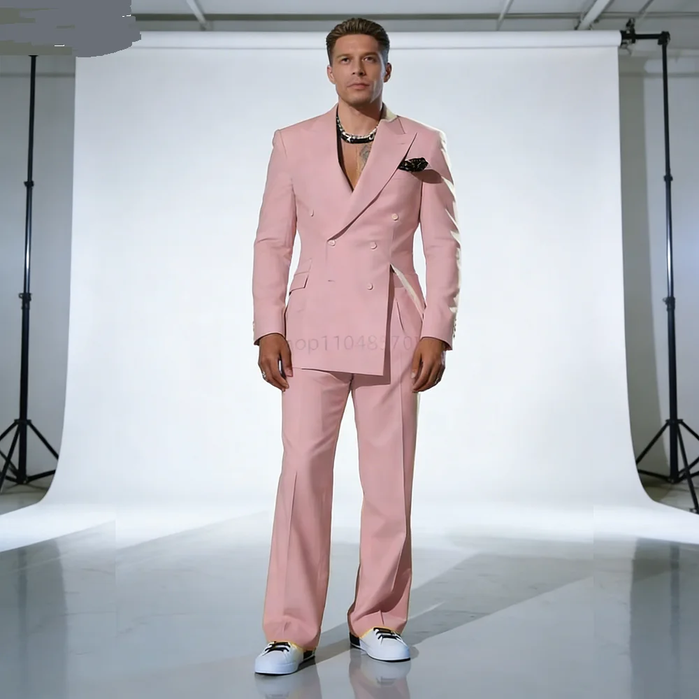 

Men's 2-Piece Smoking Tuxedo Casual Double-Breasted Blazer Fitted Wedding Attire for Graduation Parties Moda Style