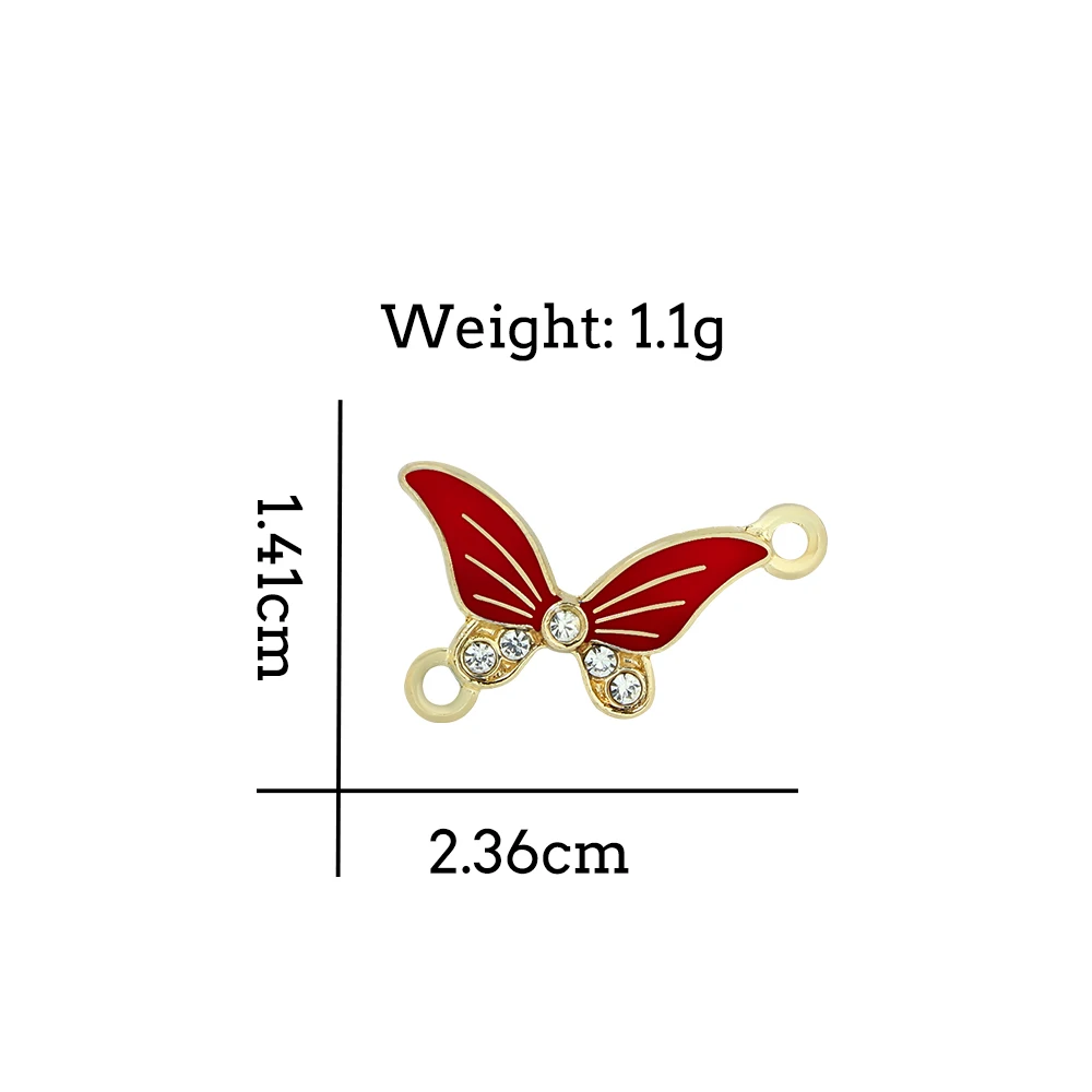 New Red Black Color Butterfly Connector Crystal Pendant&Charms for Bracelet Necklace DIY Making Accessory Part Wholesale