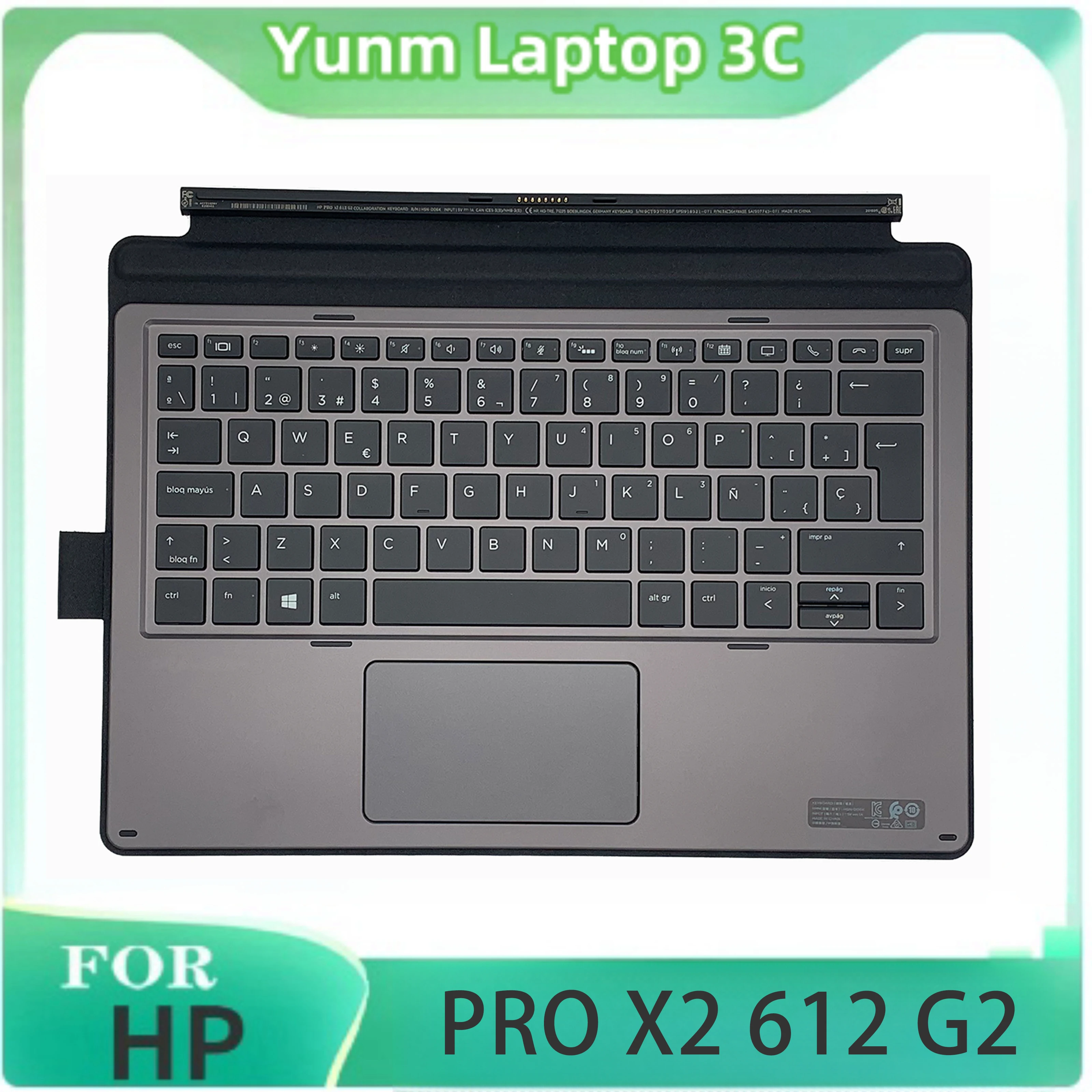 

YUEBEISHENG New For HP PRO X2 612 G2 HSN-D06K COLLABORATION Palmrest US Keyboard Upper cover Touchpad