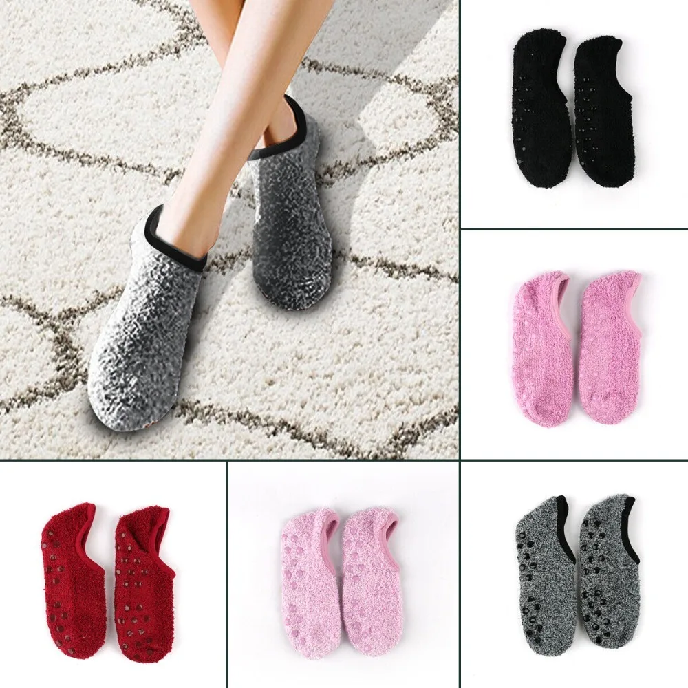 New Anti-slip Womens Floor Socks Warm Soft Ankle Sock Winter Fleece Yoga Slipper