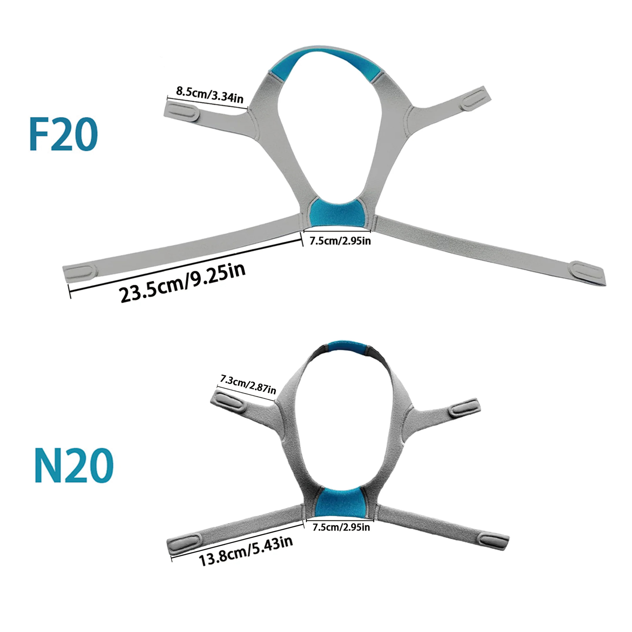 F20/N20 headgear,Airfit/Airtouch F20 Full Face Mask and N20 Nasal Mask,CPAP Replacement Headgear,Adjustable Length,only headgear