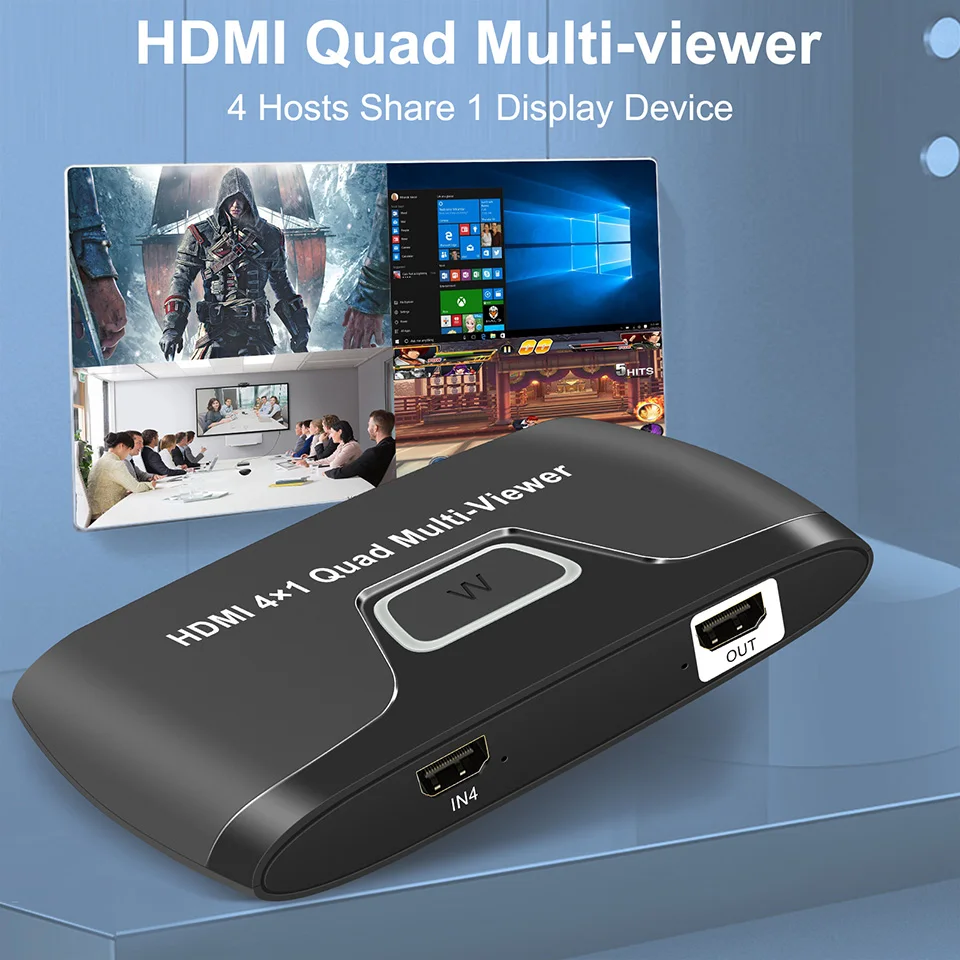 4x1 HDMI Multiviewer HD Video Converter Switch 4 in 1 out 1080P Multi Viewer HDMI 4x1 Quad Multi-viewer Screen Switcher for PC