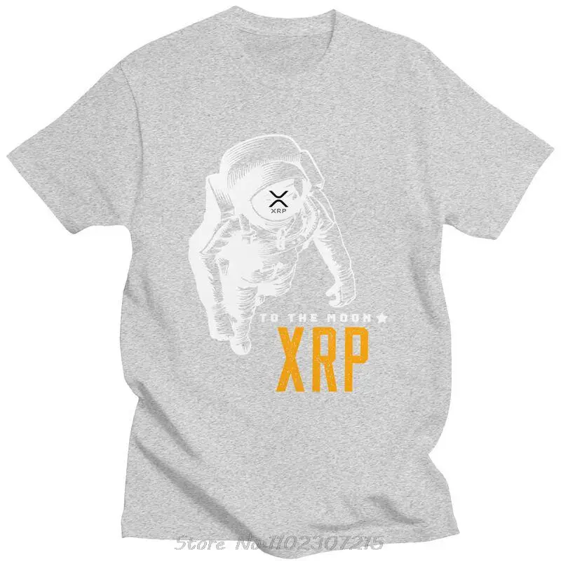 Cool Amazing Ripple XRP Moon T Shirts Men Short Sleeve Bitcoin Crypto T-shirt Streetwear Tee Pre-shrunk Cotton Tshirt Merch