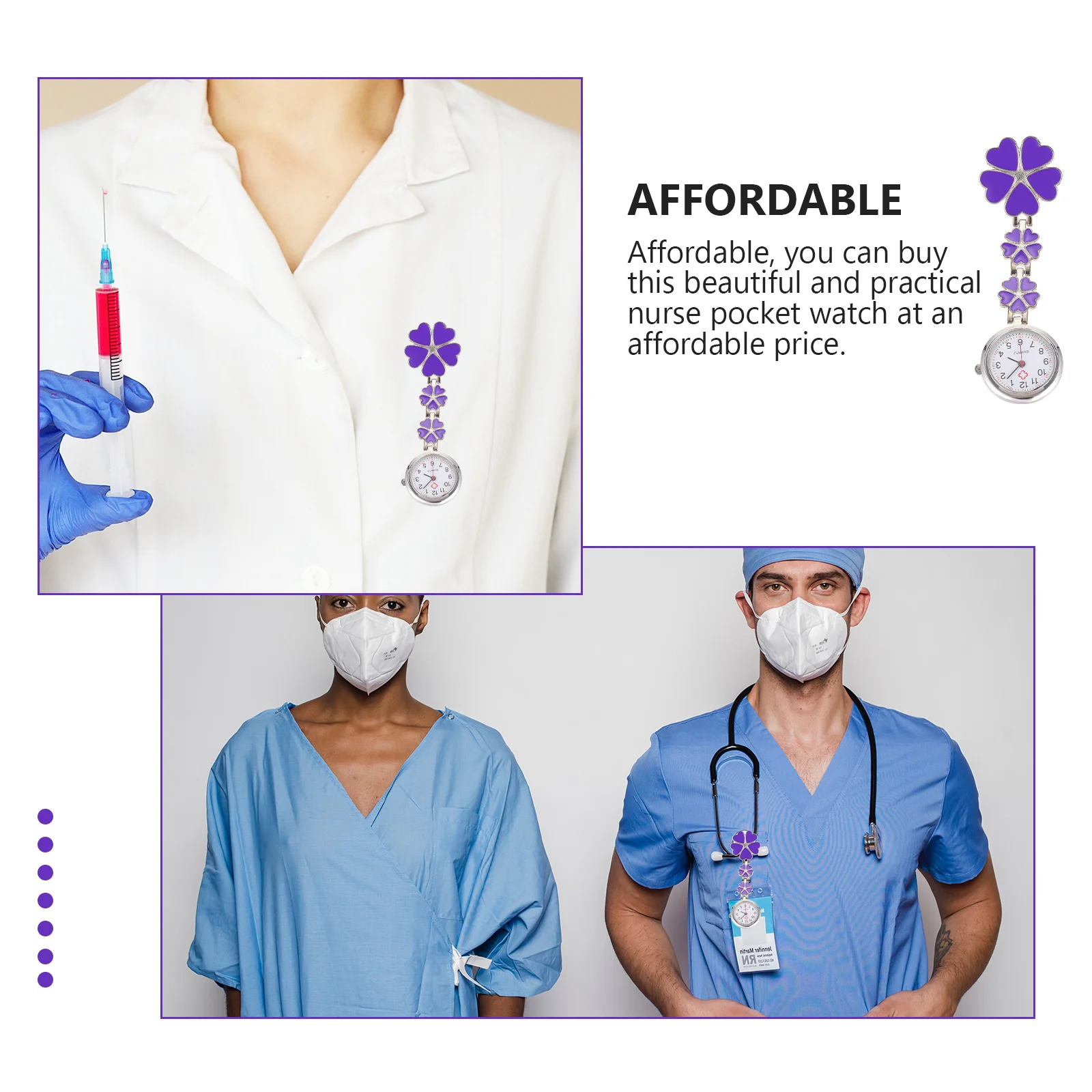 

1pc Nurse Pocket Watch Zinc Alloy Round Dial Mini Hanging Watch For Women Decorative Nurse Doctor Timepiece Fashion Practical