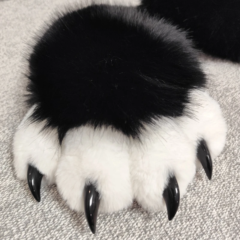 

Colorful Cat Paw Gloves Winter Warm Fursuit Handshake Squeaking Cosplay for Kids