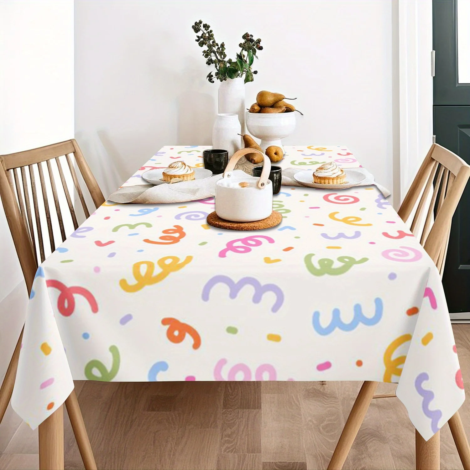 Rectangular hand-painted pattern tablecloth, polyester rectangular tablecloth - perfect holiday home decoration items.
