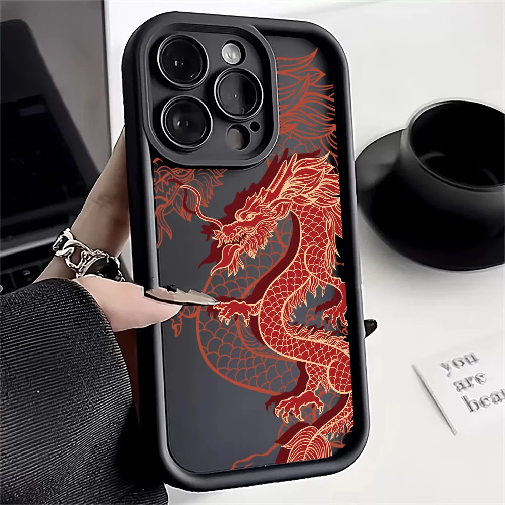 Red Dragon Totem Pattern Case For Xiaomi Redmi Note 13 12 11 Pro Plus 5G 12S 11S 10S Redmi 10 12 13 12C 13C Soft Silicone Cover