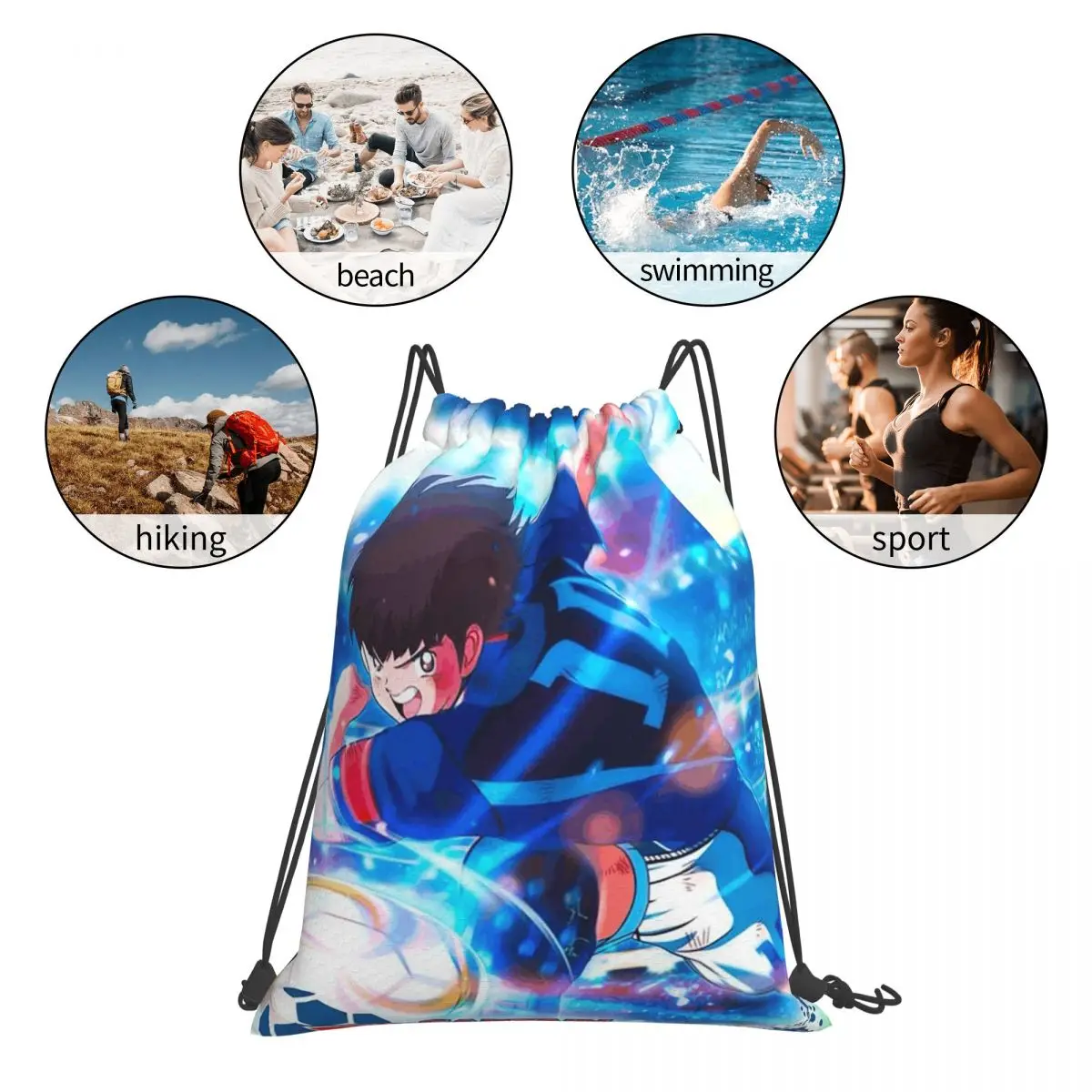 キャプテン翼アニメ漫画バックパックファッション巾着バンドルポケット雑貨バッグブックバッグ旅行学校用