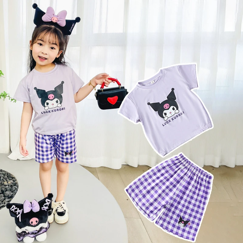 Bambini ragazzi ragazze estate stampa cartone animato t-shirt manica corta top con pantaloncini bambino bambino abbigliamento set Kitty Kuromi