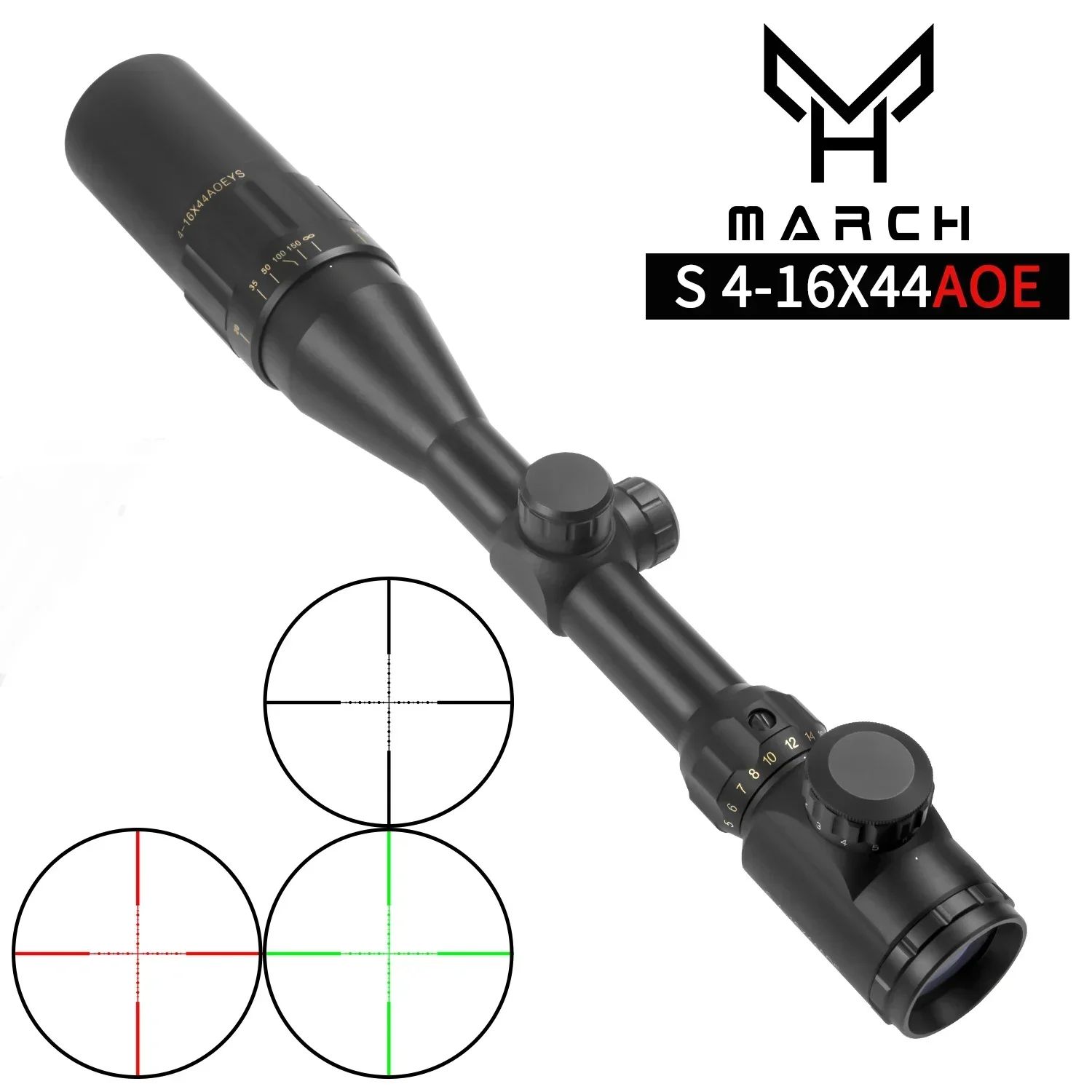 OPTICS Tactical Sight MARCH S 4-16x44 AOE Green Red Illuminated Rifle Scope Sniper Airsoft Air Guns Riflescope For Hunting