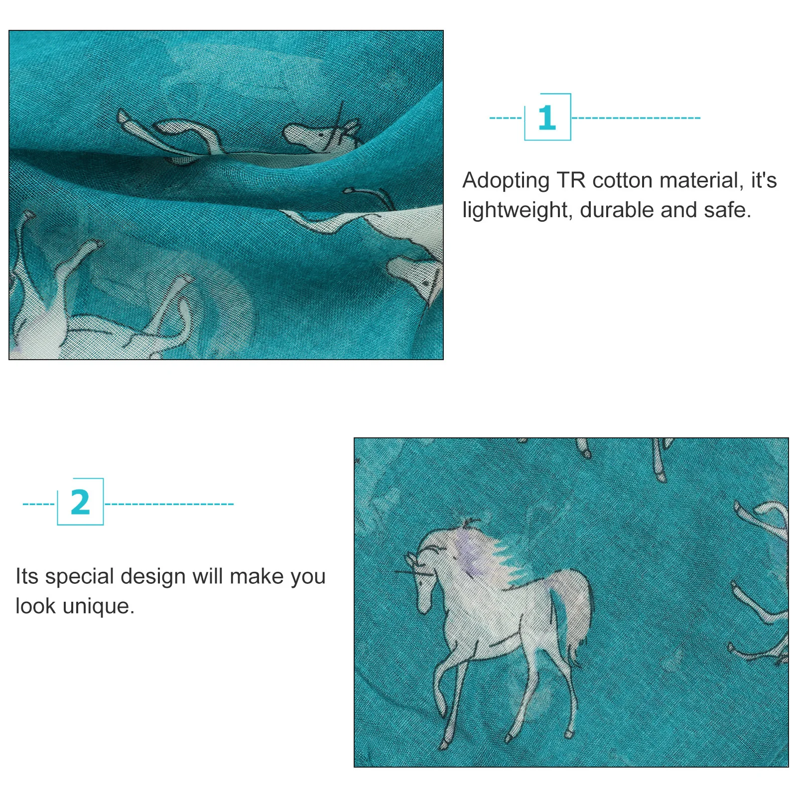 

Mini Unicorn Scarf Cotton Long Shawl Green Lightweight Fashionable Casual Formal Women Stole Wrap Gift for Fall Winter