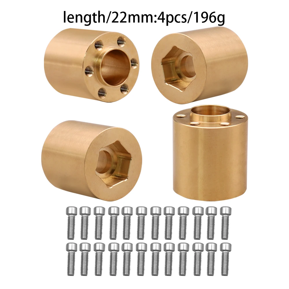 Messinggewichte, 12 mm Rad-Sechskantnabe, erweiterter Adapter für 1/10 RC Crawler 1,9 2,2 Zoll Räder, Felge, Axial SCX10, TRX4, Gegengewicht