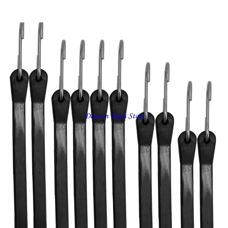 57BE 10PCS ยางผูกสายรัดสายบันจี้สายรัดด้วยสายรัดผ้าใบผ้าใบที่ปรับได้ด้วยตะขอ