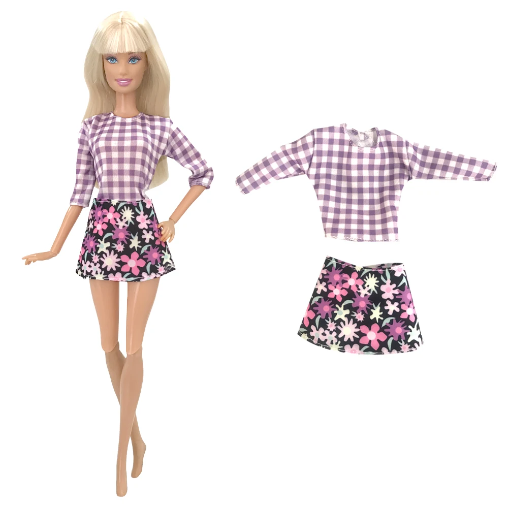 NK Official Plaid Clothes  For Barbie Doll Accessories Princess Shirt  Fashion Shorts Modern Suit 1/6 BJD Doll Dress   DIY Toys