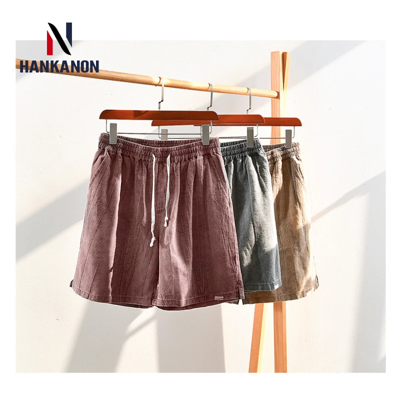 Men's casual five-minute shorts  vacation, beach shorts, breathable, sweat-wicking elastic waist shorts, 70% linen, 30% cotton.