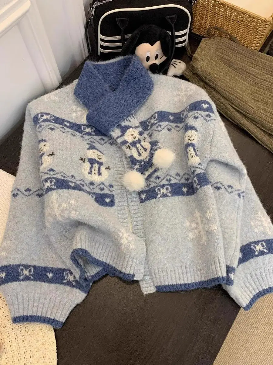 

Cardigans Y2K Woman Sweaters Womens Winter Rib-Knit Frilly Pattern Longline Cable Bohemian Folk Fuzzy Loose-Fit Warm Fur-Trim OL