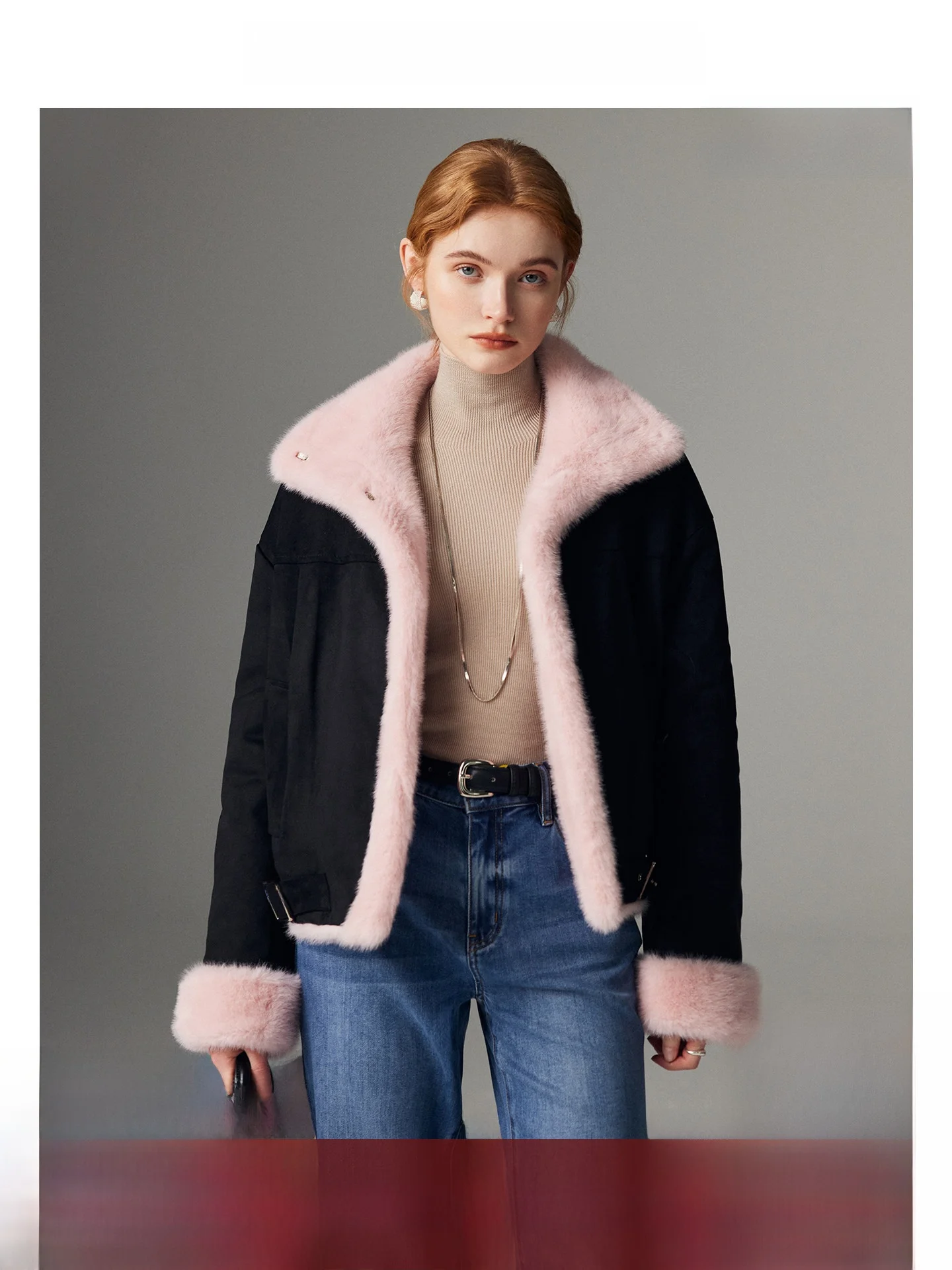 

Double-Sided Wear Motorcycle Sle Women's Jaet Faux Fur Coat Eco-Friendly ort Length Warm Pure Color Korean Version