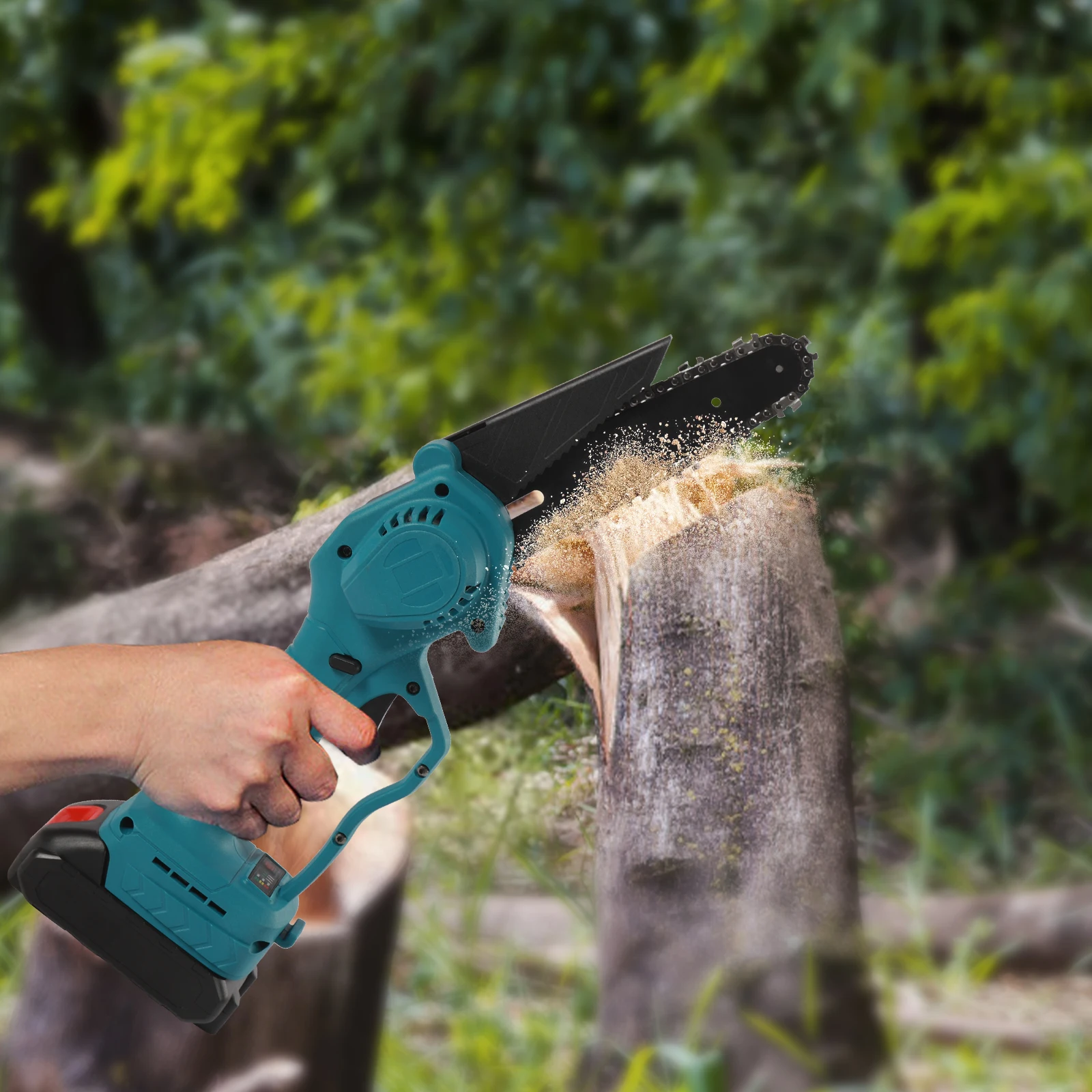 Portable Mini Chainsaw Cordless Electric Chainsaw for Tree Branch Wood Cutting 4 inch Electric Battery