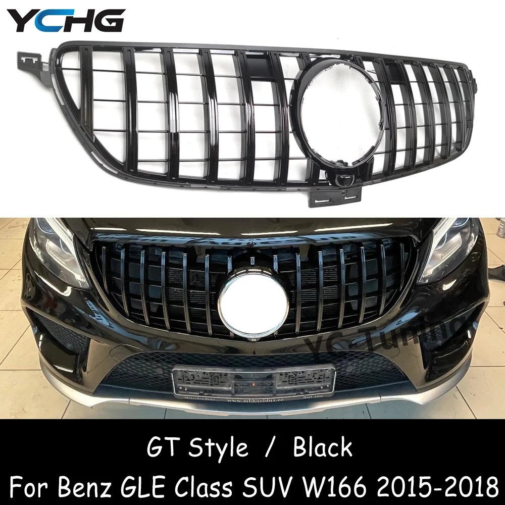 GLE W166 GT Panamericana Front Bumper Hood Grid Grille For Mercedes GLE Class SUV W166 GLE450 GLE400 Grille Mesh 2015-2018