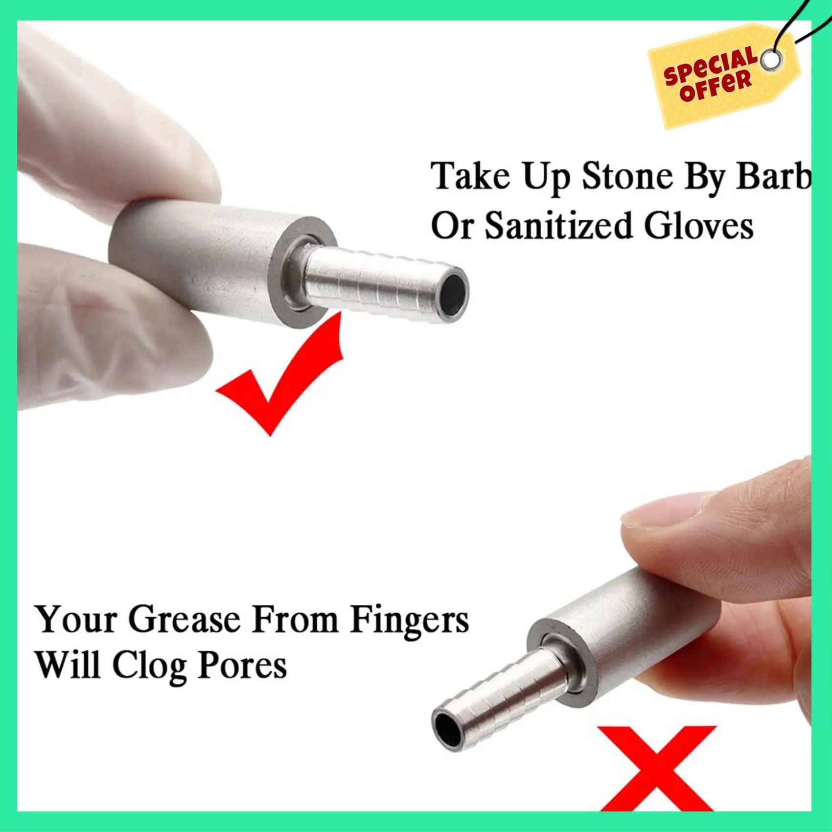 

-A14E 2X 0.5 Micrometre Diffusion Stone Stainless Steel Aeration Stone Carbonating Stone For Homebrew Wine Beer Soda Air Stone