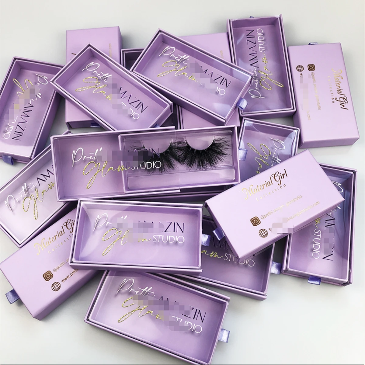 Lashes Box Case Wholesale Lash Cases Packaging Bulk Square Eyelash Case New Custom Pink Black Eyelashes Box Package With Logo
