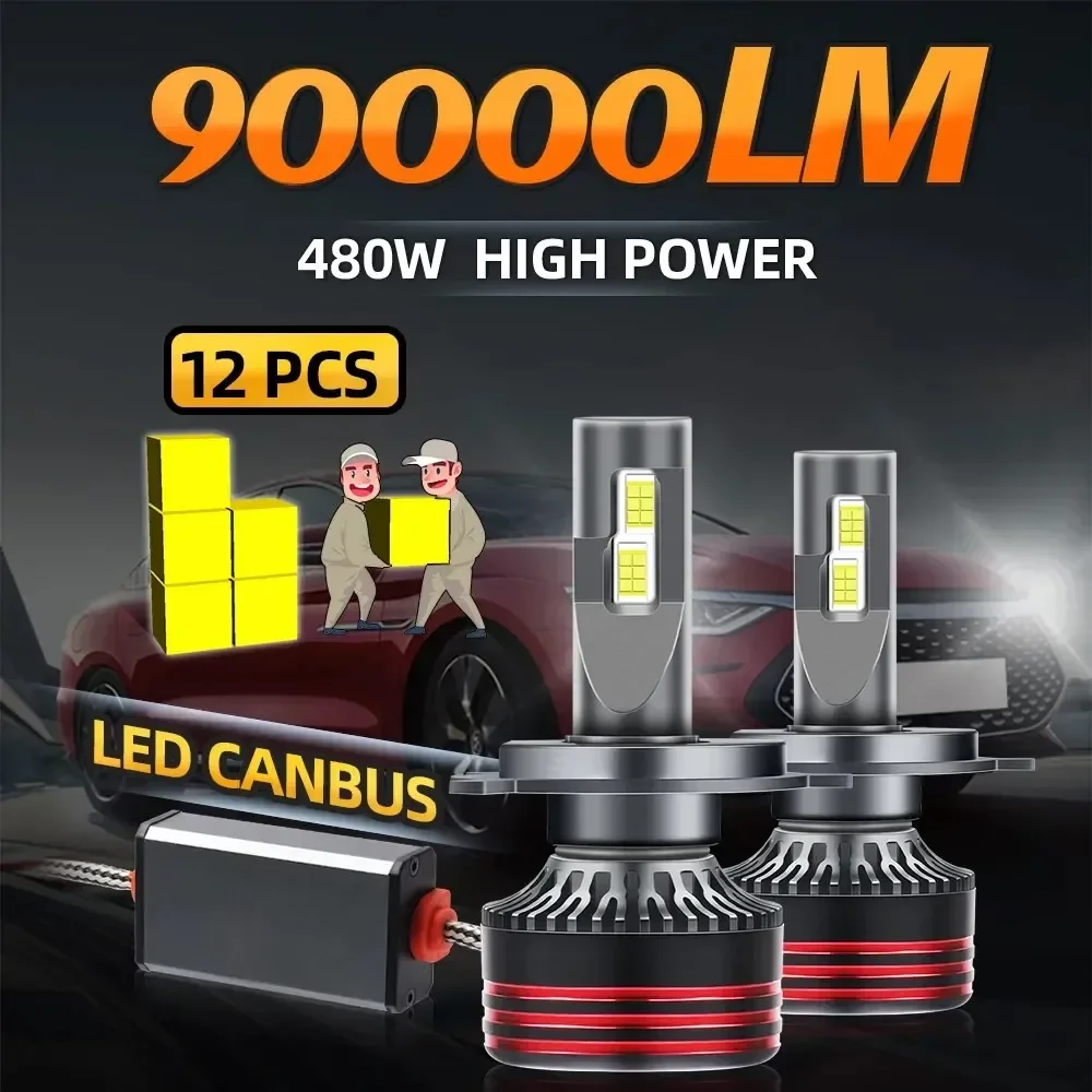 

2pcs Upgrade 9005/HB3 9006/HB4 H7 H11 H4 H1 LED Headlight Bulbs High Low Beam 130W 23000LM 500% Brighter 6000K Plug-N-Play Fan
