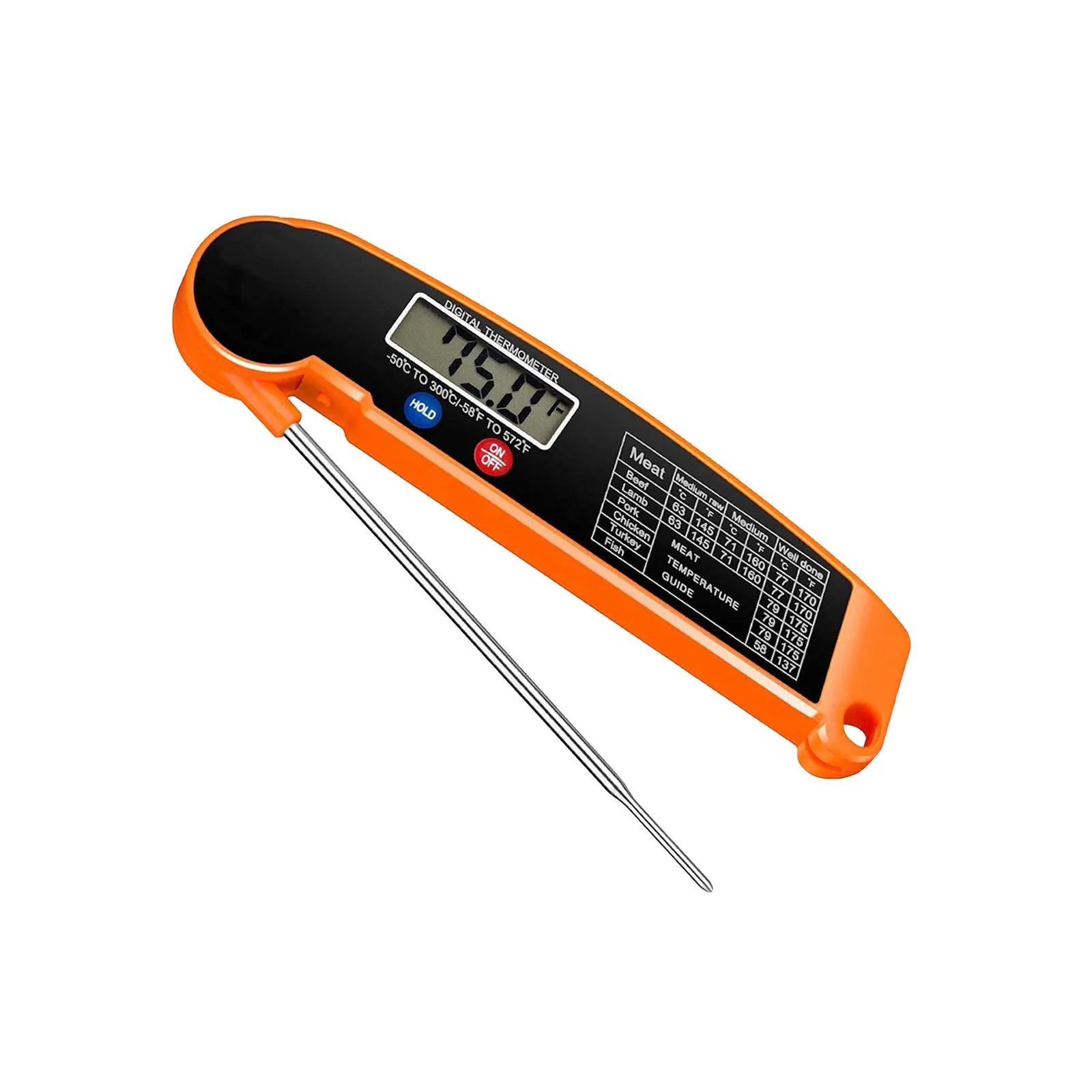 Ultra-Thin Foldable BBQ Thermometer - For Kitchen Food, Meat & Oven Temperature Measurement