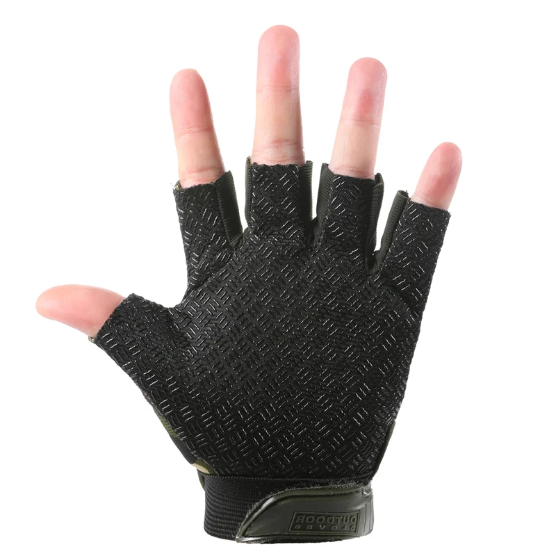 Guantes tácticos de medio dedo para exteriores, Manoplas sin dedos para pesca, deportes de pesca, ciclismo de peso, antideslizantes, tiro, caza