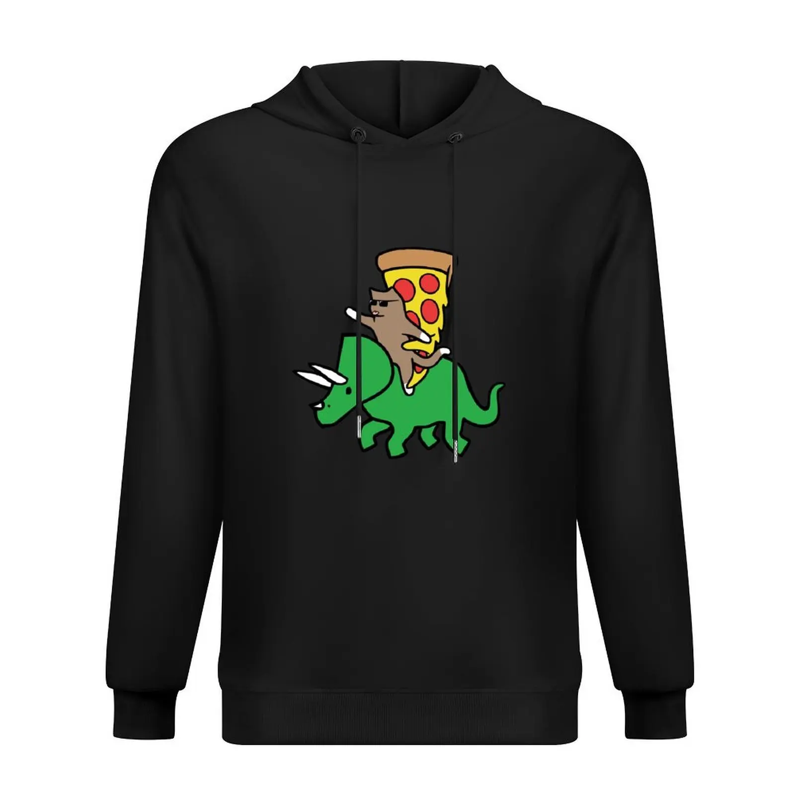 

Cat And Pizza Riding Triceratops Hoodie fashion men autumn new products autumn jacket men men's sweat-shirt set graphic hoodie
