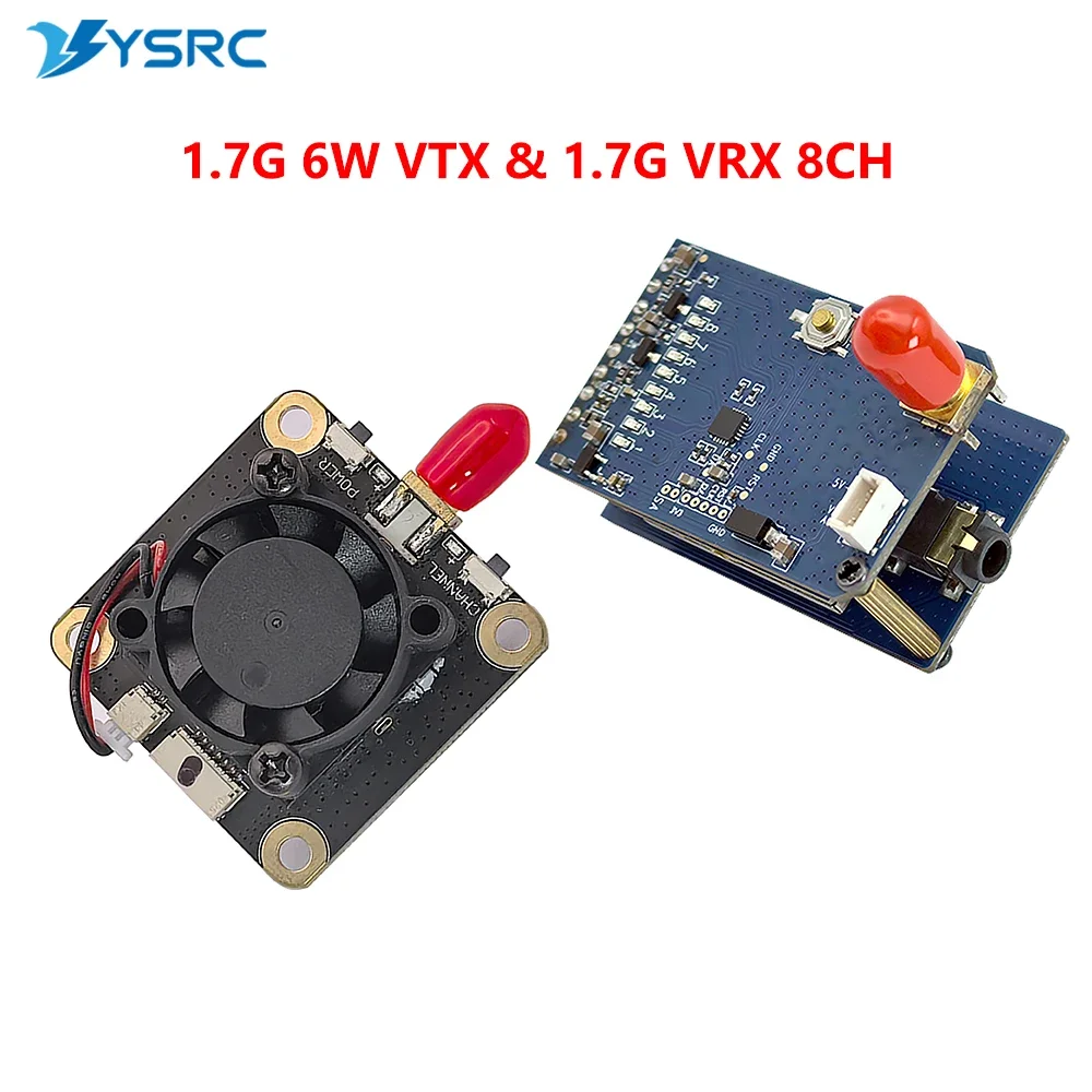 AeroParts1.7G 6W Video Transmitter Module VTX 1.7G VRX 1680MHz-1960MHz Video Receiver 8CH DC 7-36V For Skyzone FPV Goggles Dron