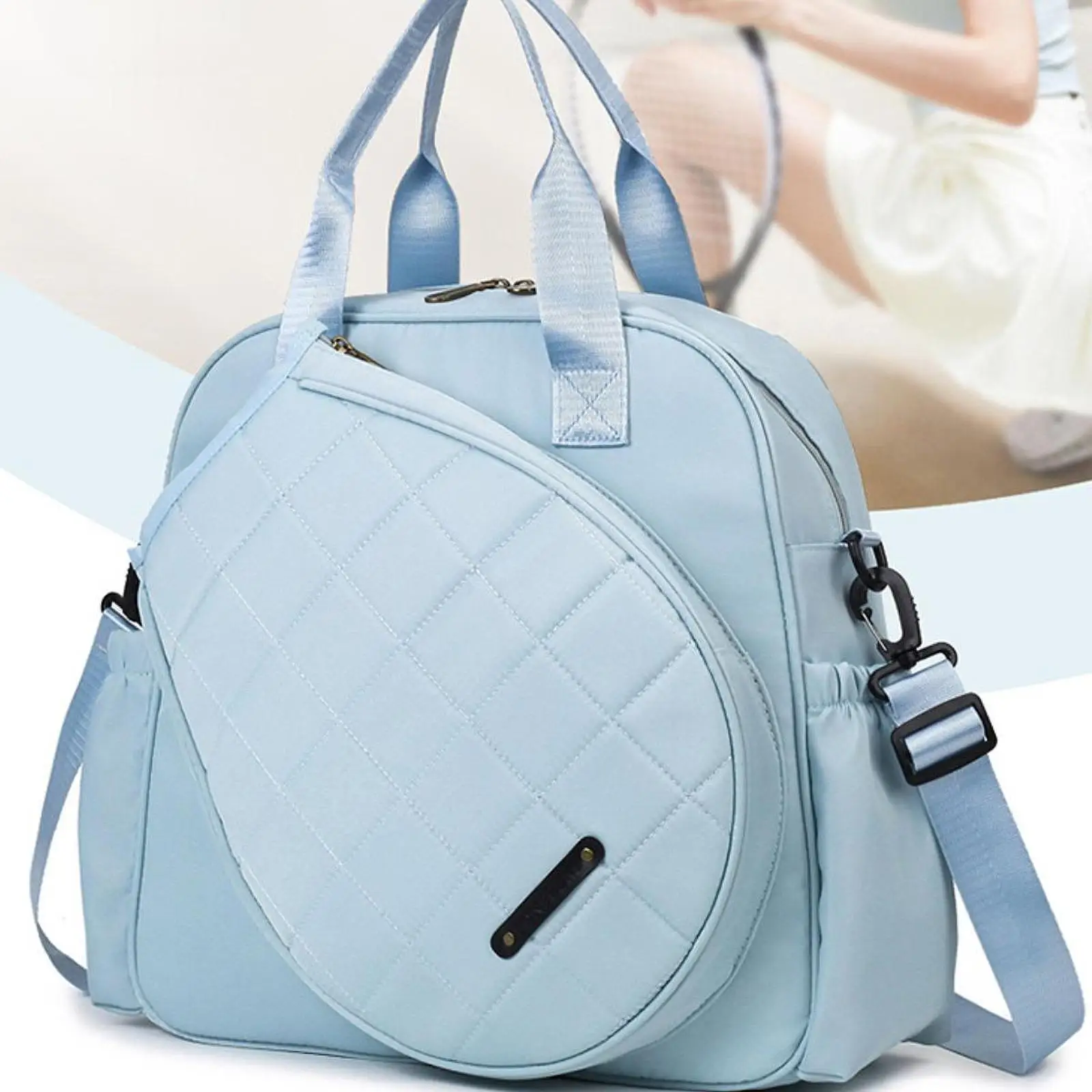 Borsa per racchetta da tennis Borsa a tracolla da tennis grande multifunzionale Borsa da palestra con tracolla regolabile per allenamento in palestra di badminton da tennis