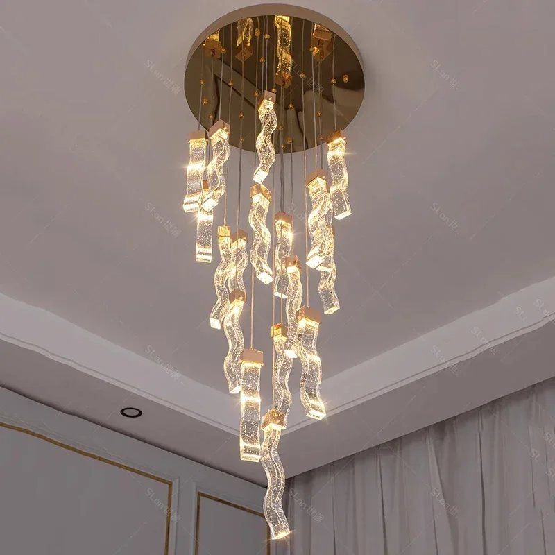 Lampadario di cristallo moderno di lusso per la decorazione della casa, lampada a sospensione per scale, lampade a sospensione per soggiorno,