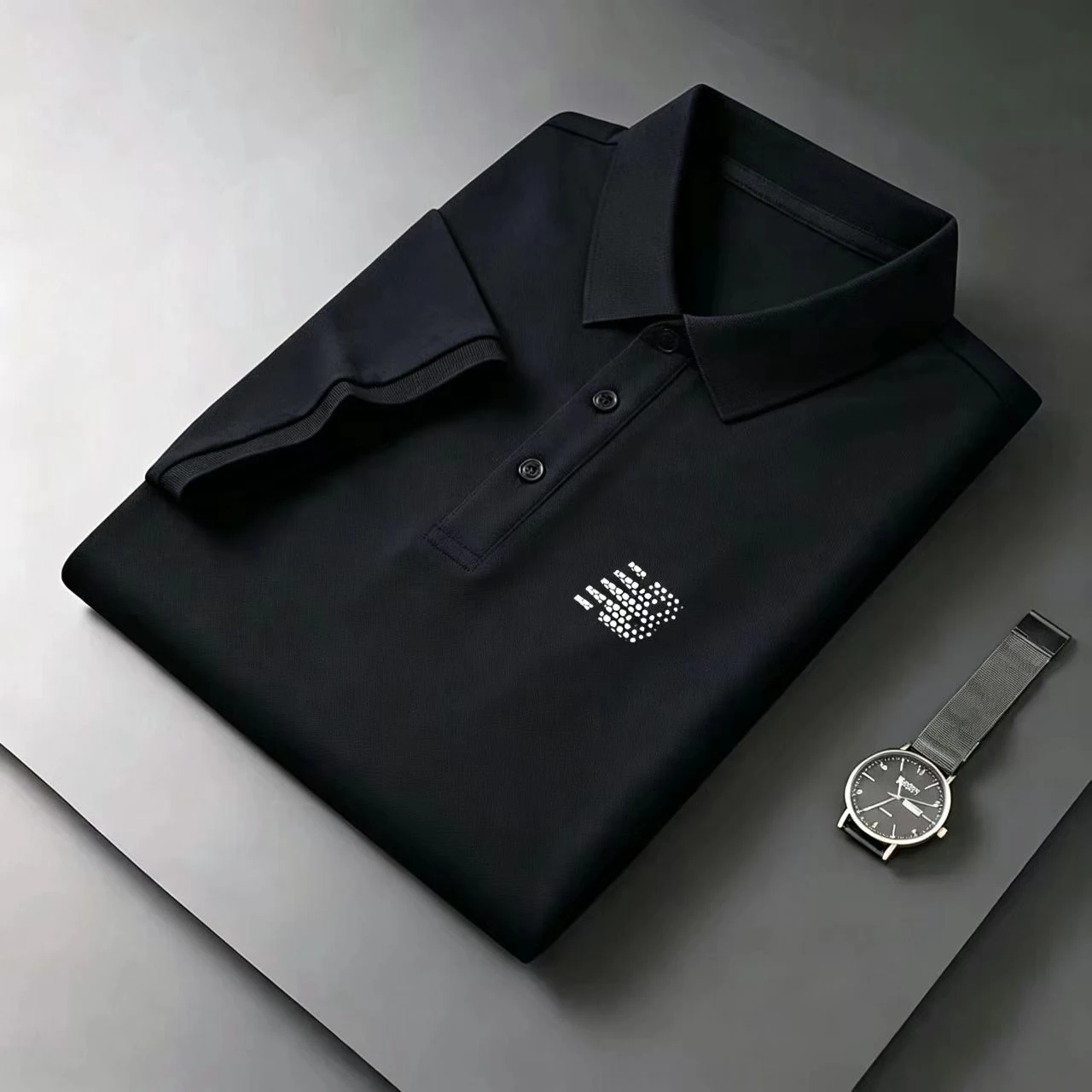 2026 New Men's Casual Solid Color Short Sleeved Polo Shirt Summer Fashionable and Comfortable Versatile Top