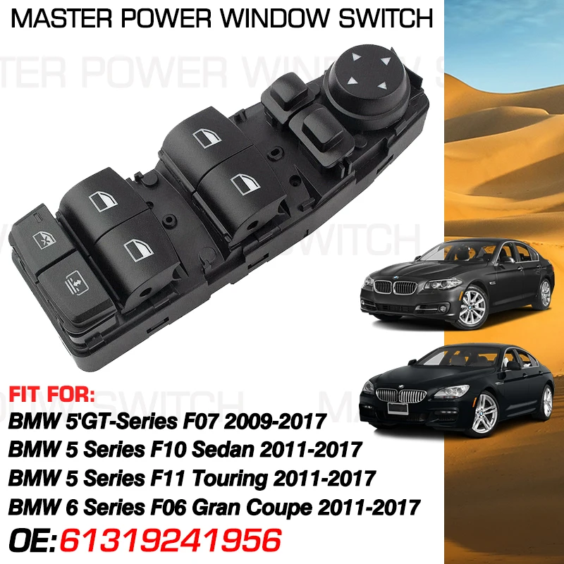 Power Master Window Switch 61319241956 6 Pins For BMW 5'GT-Series F07 5 Series F10 F11 BMW 6 Series F06 Gran Coupe 2009-2017