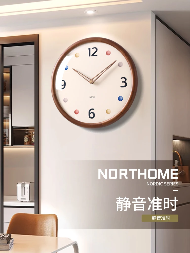 

Cream wind wall clock 2024 new modern simple home bedroom wall mute living room creative Internet celebrity clock