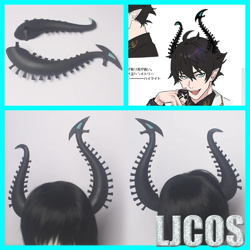 Arco Iris Club Hololive Vtuber Ren Zotto Cosplay cuernos Props pinza para el pelo tocado hombres mujeres estudiante cuerno Barrettes accesorios para el cabello