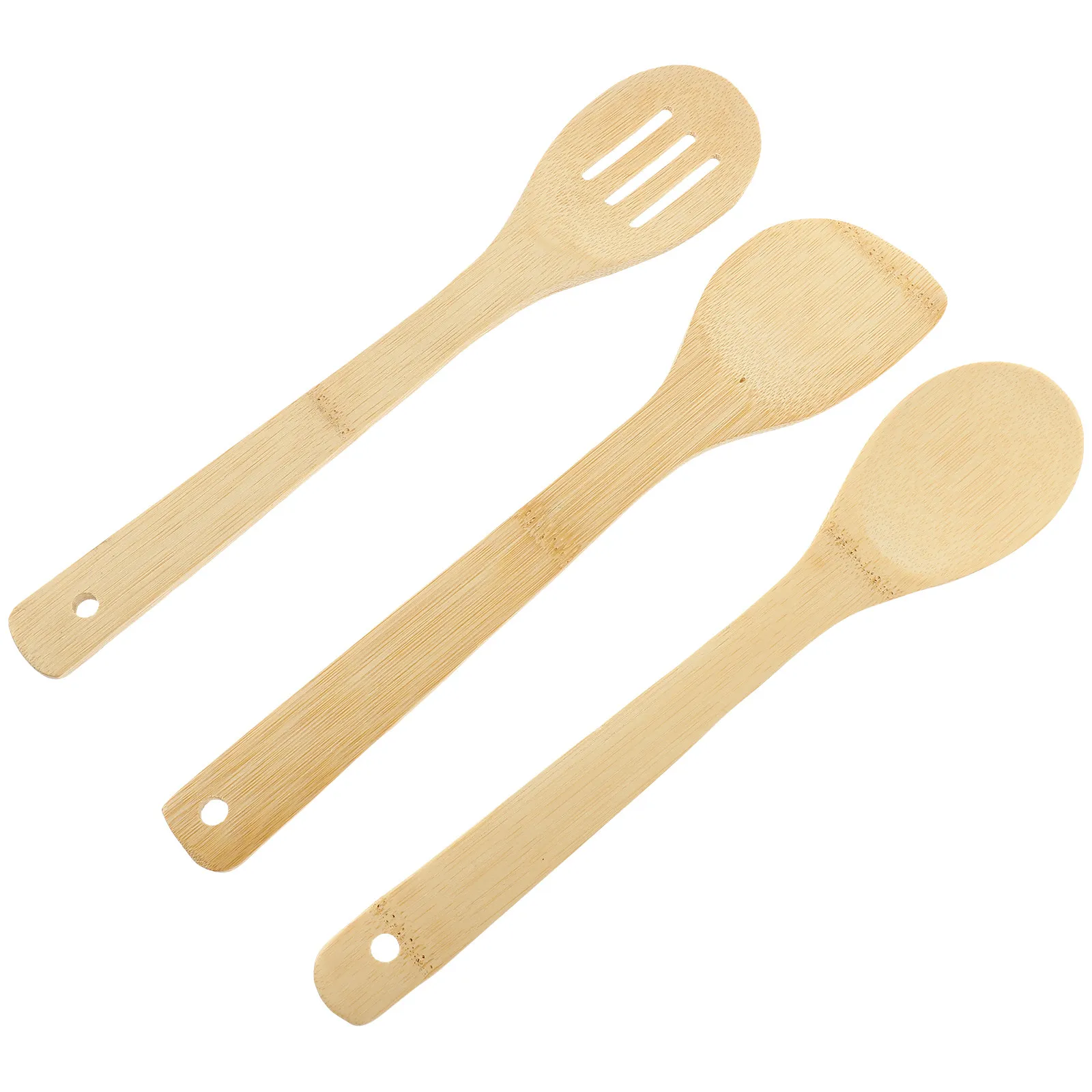 

3Pcs Bamboo Spatula Set Comfort Grip Long Handle Non Scratch for Nonstick Pans Wok Cooking Serving Housewarming Gift