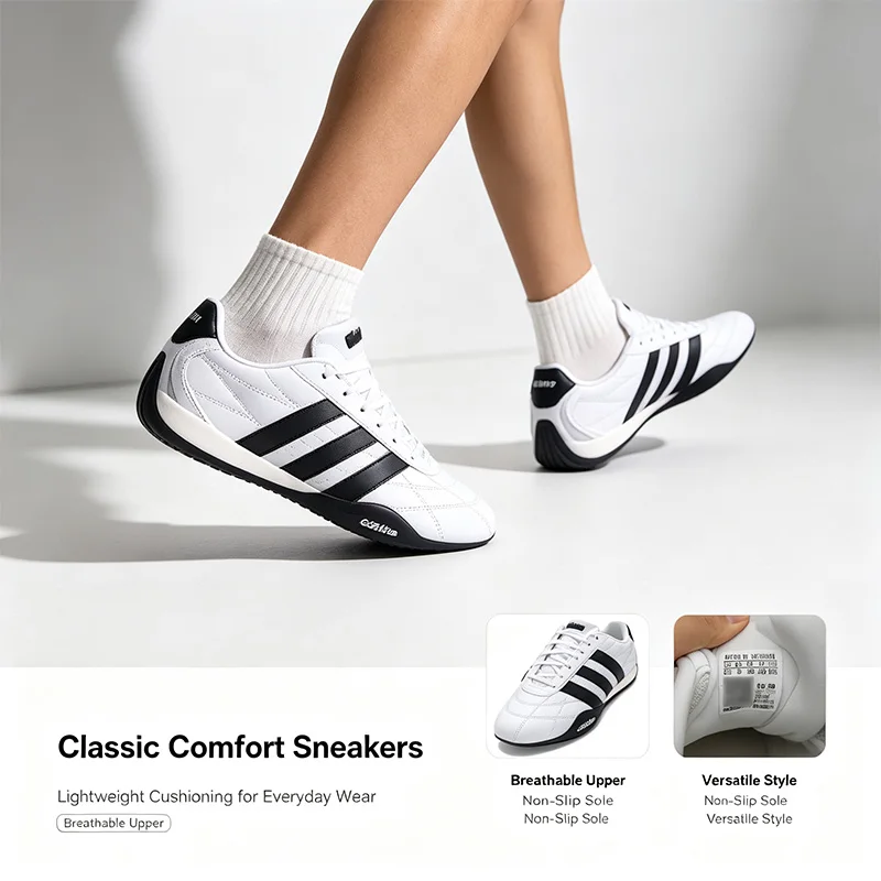 Adidas Classic White Sneakers for Men Women Lightweight Breathable Casual Shoes Non-Slip Sole Fashion Walking Running Shoes