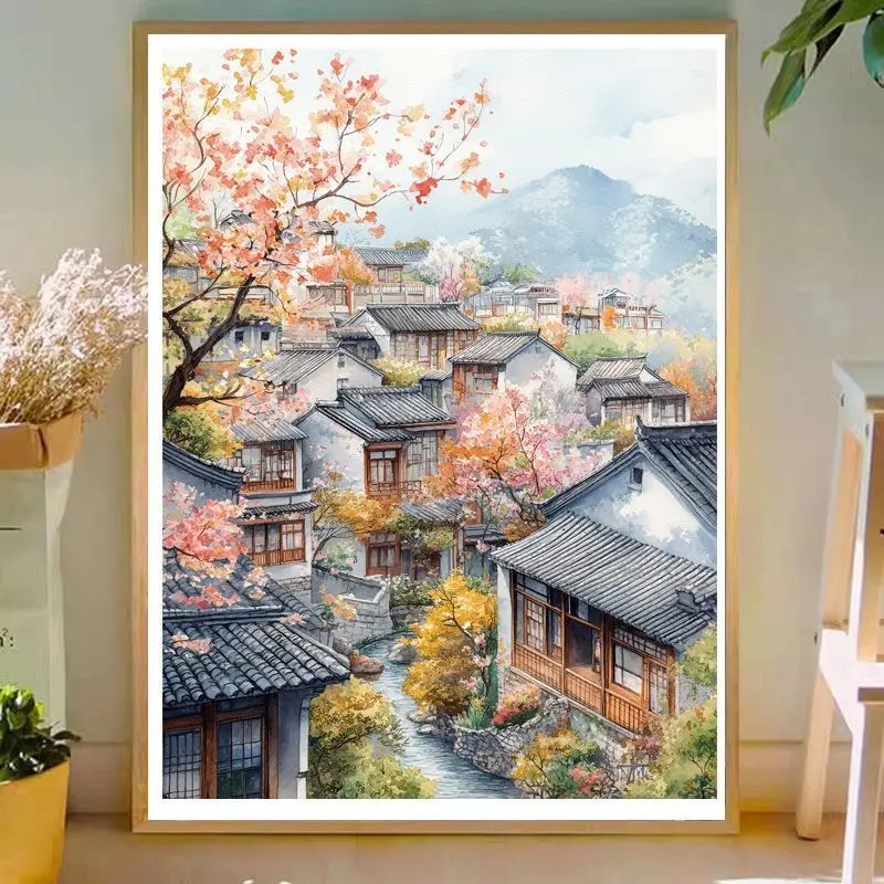 Spring Winter  Four Seasons Embroidery DIY Printed Kits Cross Stitch Thread Needlework Sets Home Decor Crafts Handmade 11CT 9CT
